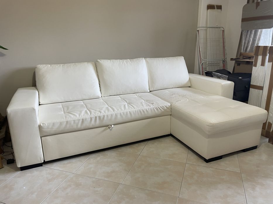 Sofá cama com chaisse longue
