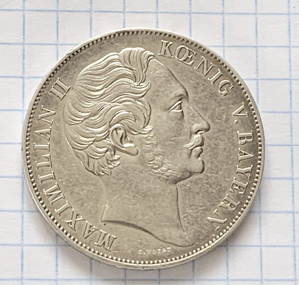 Німеччина 2 гульдена 1855р срібло Оригінал монети