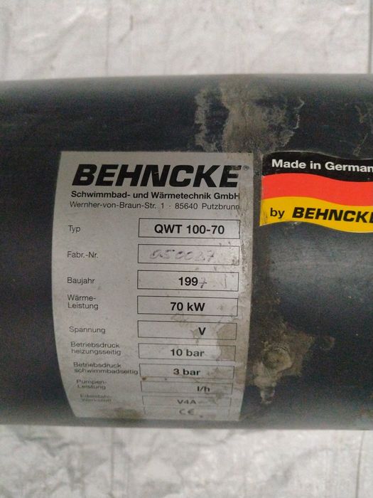 Wymiennik ciepła 70 kW basen ogrzewanie  30m3 niemiecki