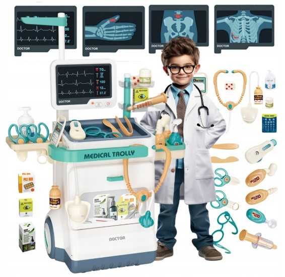 Zestaw Lekarski dla Dzieci Wózek Stacja Doktora Zabawa w Lekarza