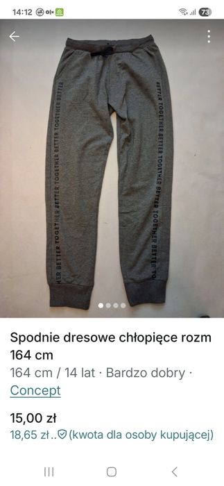 Spodnie dresowe 164/170 cm 2 pary