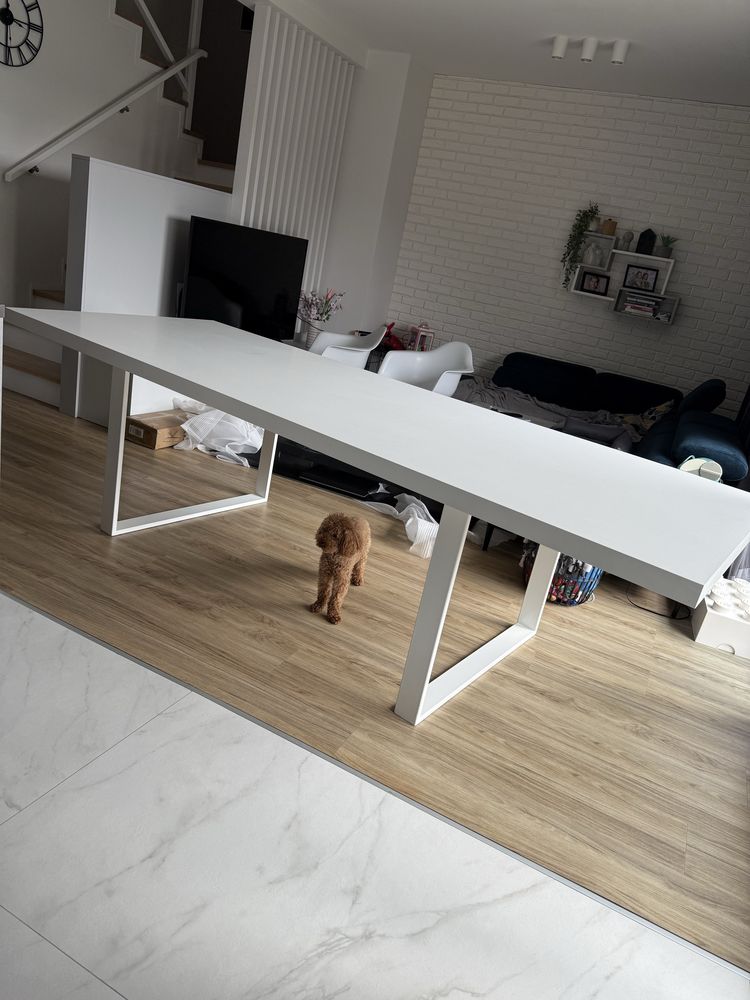 stół biały loft z blatem dodatkowym