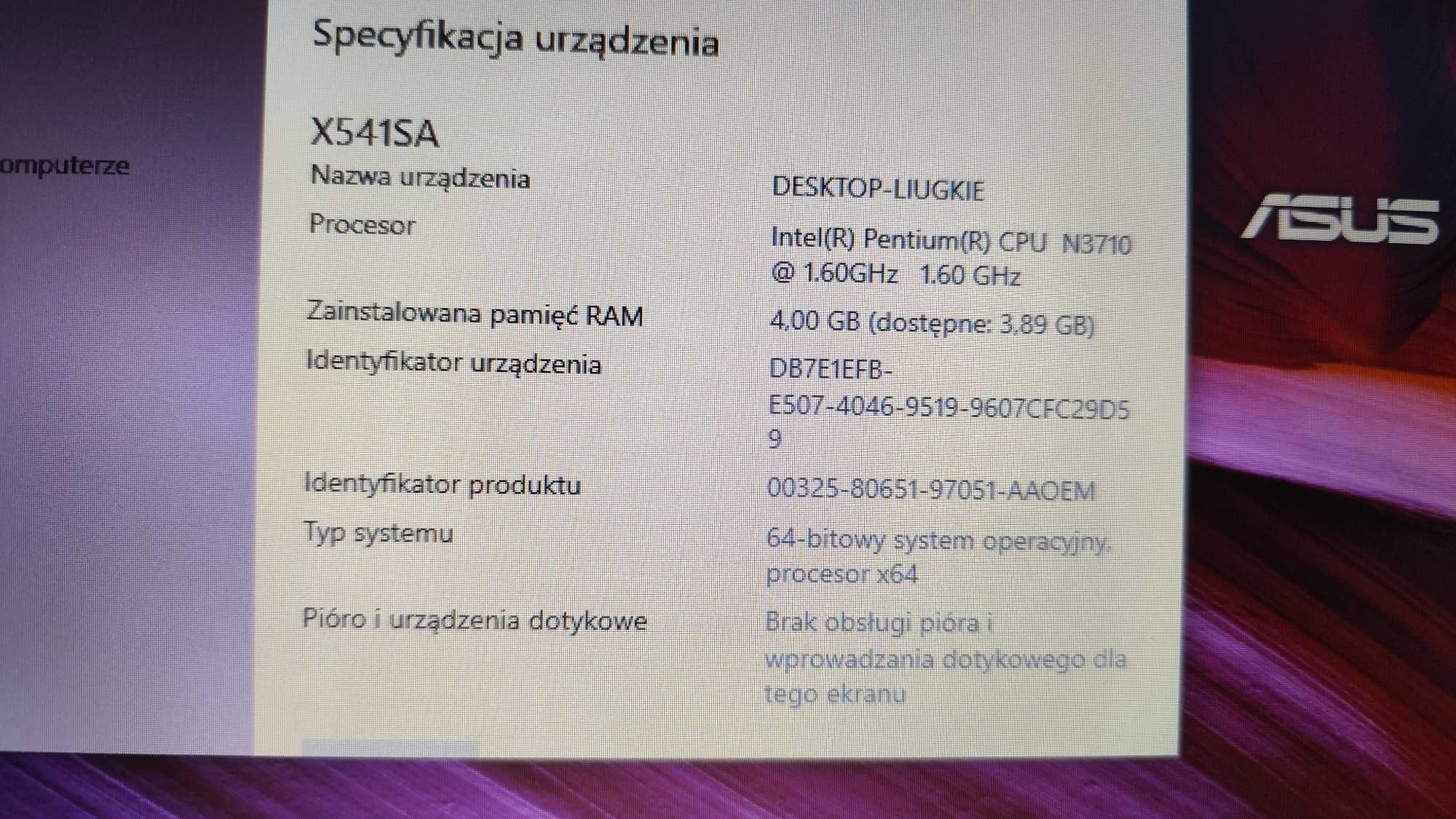 Asus X541SA (R541SA-XO389T) Intel N3710, RAM 4GB, HDD 500 GB - 15,6"