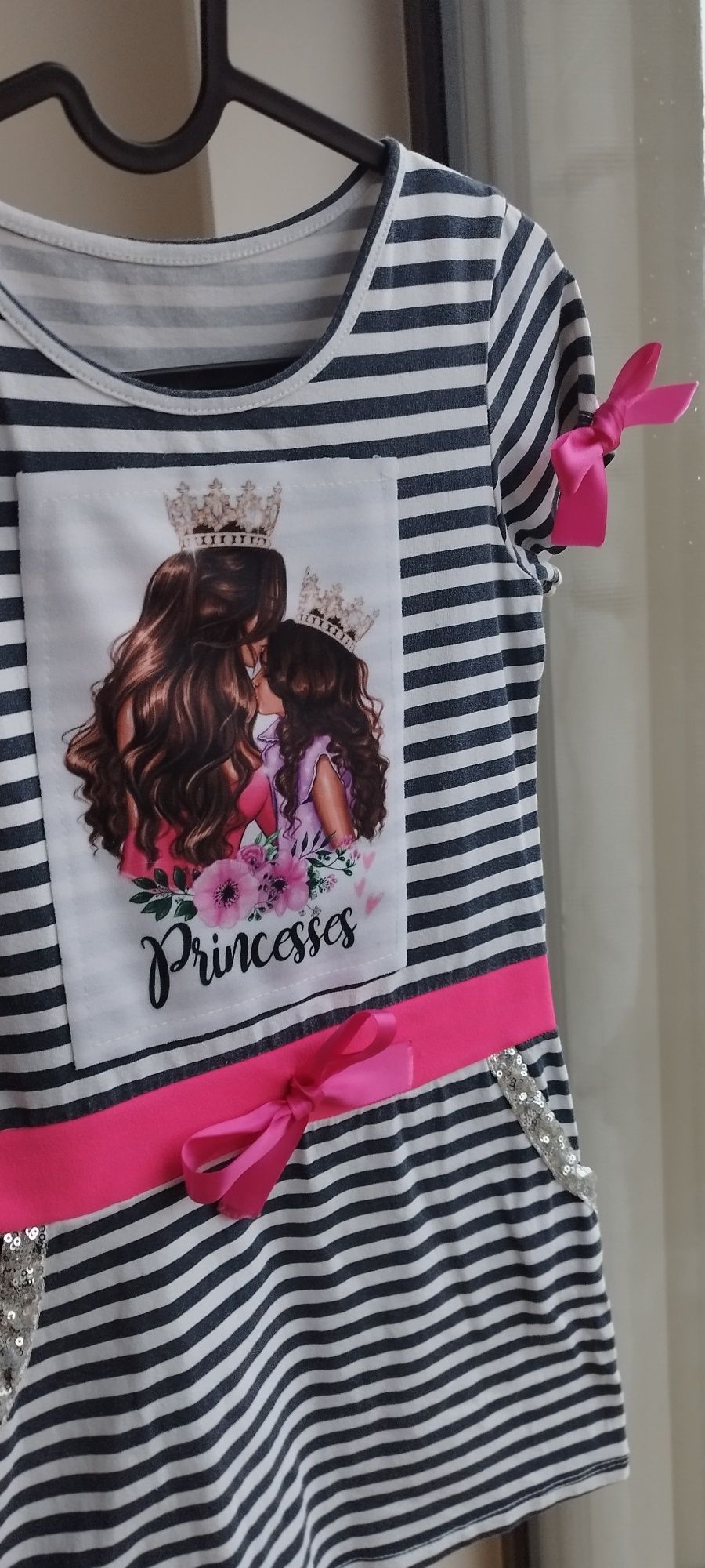 Sukienka paski księżniczka princess cekiny mama i córka 128 134, 140
