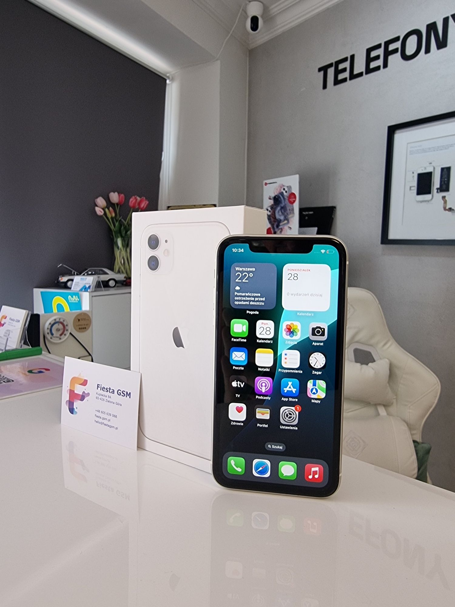 Apple iPhone 11 White 128GB bateria 90%.