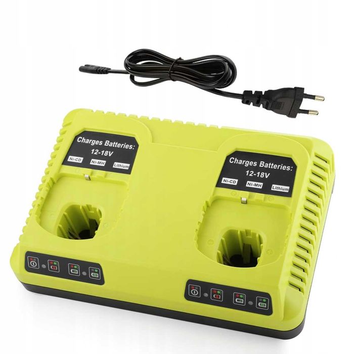 Ładowarka dwustanowiskowa do akumulatorów Ryobi 18V, szybkie ładowanie