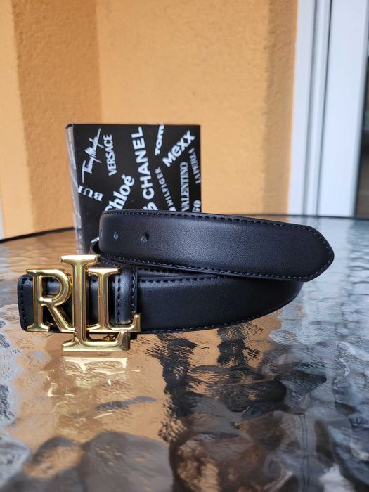 Czarny skórzany damski pasek Lauren Ralph Lauren 105 cm