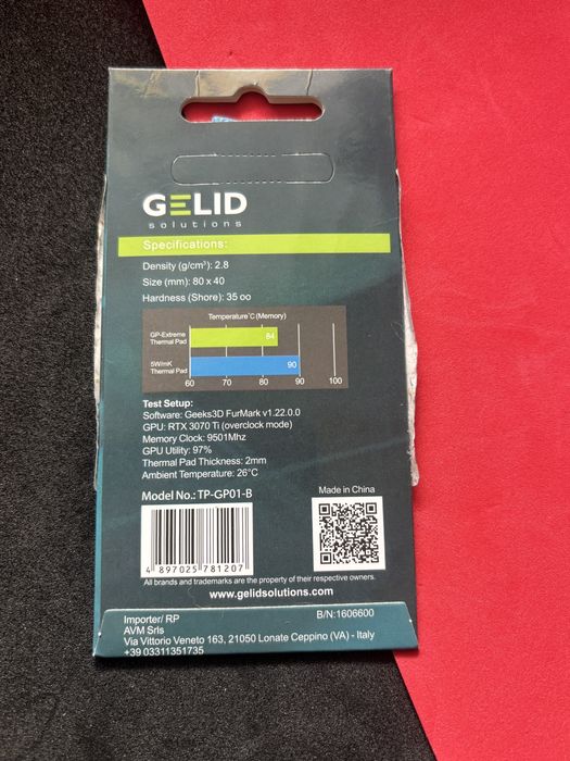 Podkładka termiczna termopad GELID GP-Ultimate | 15 W/mK | 80 x 40mm