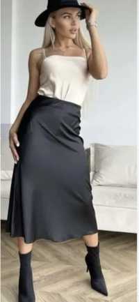 Шовкова спідниця шолковая юбка чорная юбка