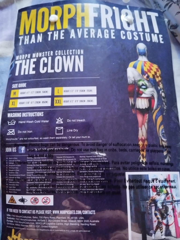 Sprzedam nowy strój karnawałowy monster  clown rozm M