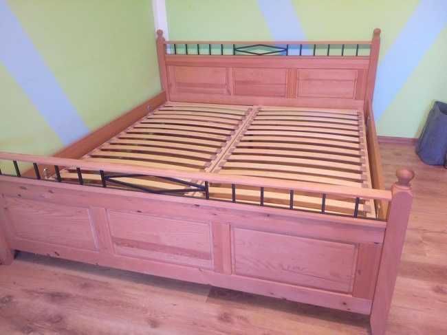 Łóżko sosnowe drewniane 180x200 wysoki zagłówek