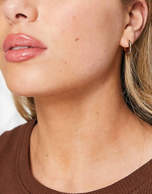 Topshop Kolczyki Grube Koła Małe Złote Stal