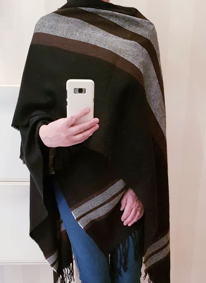 Duża chusta szal ponczo narzutka kardigan
