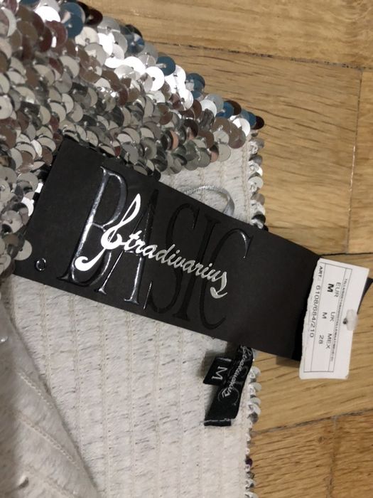 NOWY top bandeau srebrny cekiny STRADIVARIUS r. M