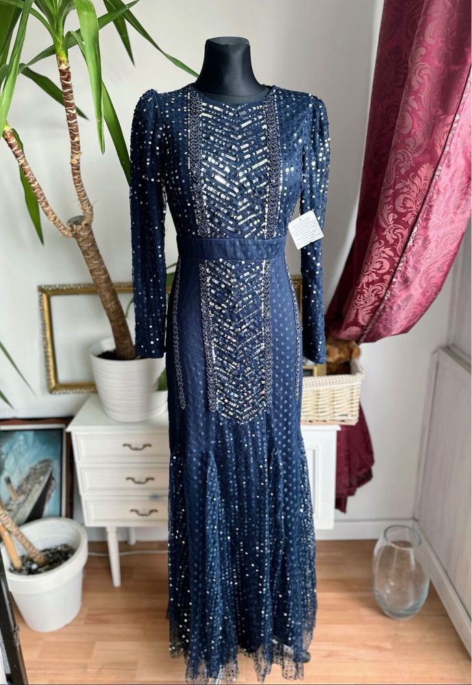 maya deluxe cekinowa sukienka tiulowa maxi s 36 m 38 L