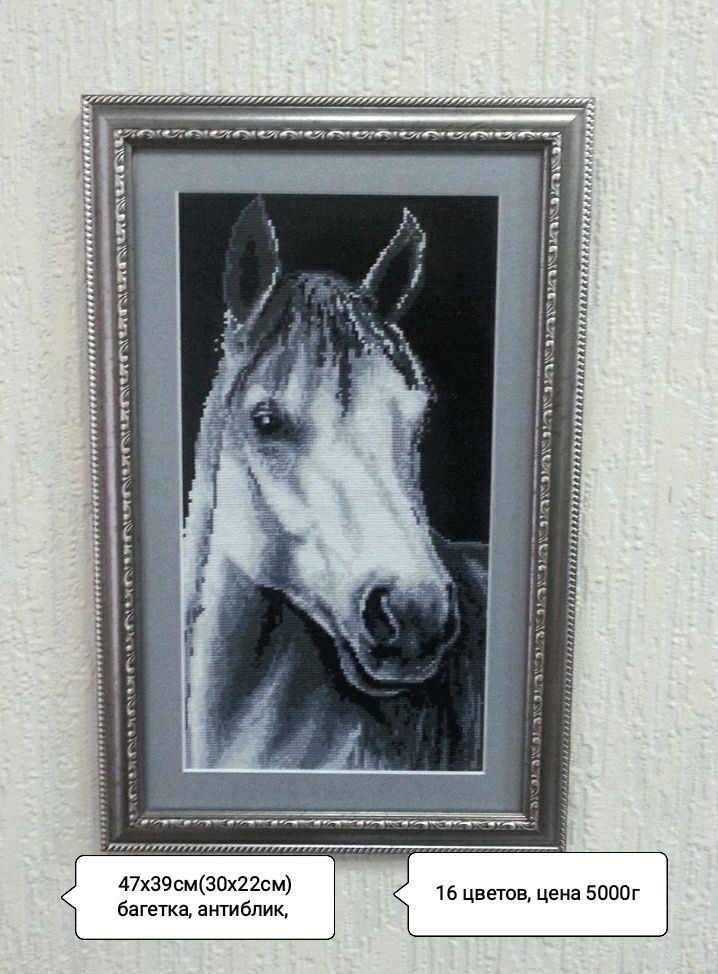 Вышитая картина " Лошадь" 46х30см.