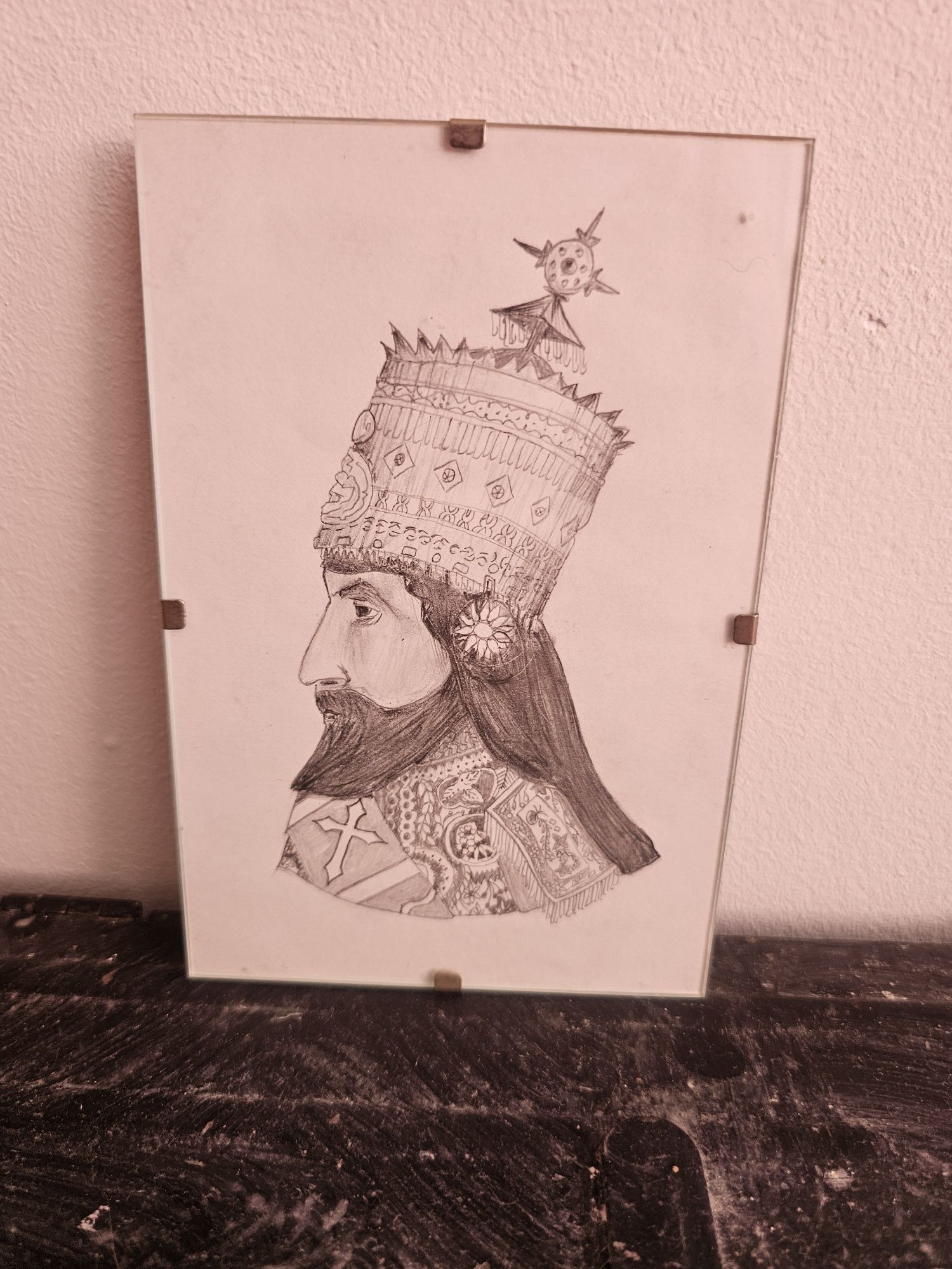 Hajle Sellasje rysunek w antyramie rastafari