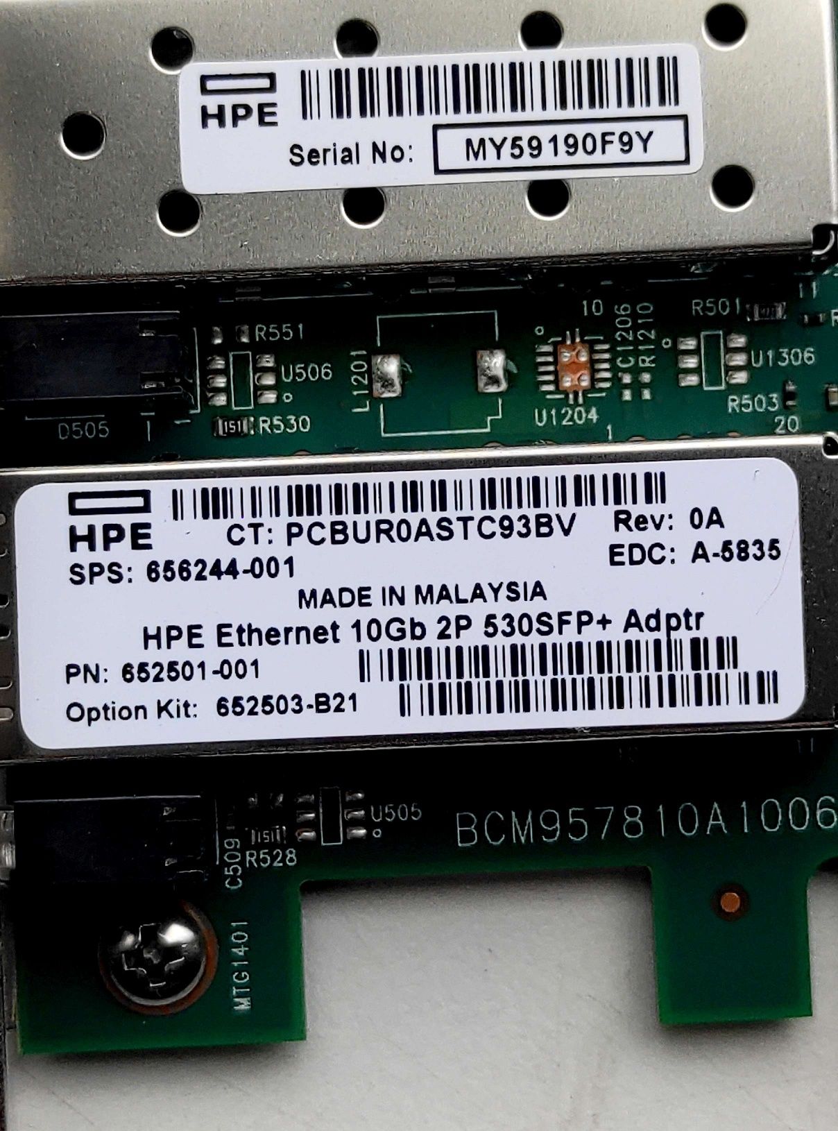 Mepeжeвий aдaптep 10G EthernetHP 2-Port SFP+ High