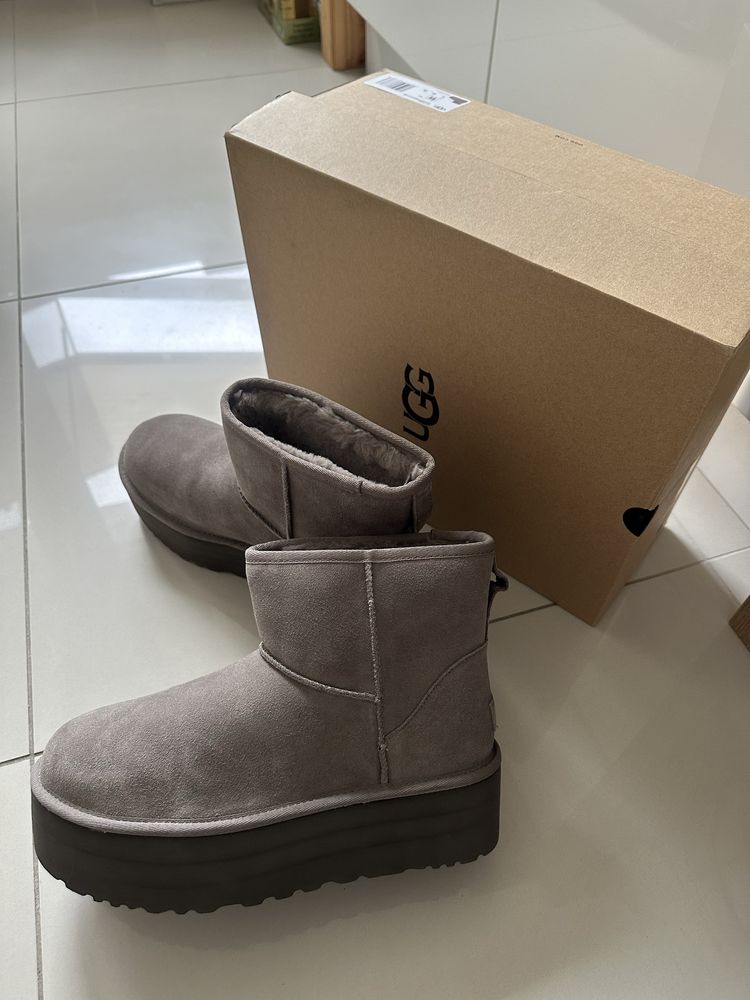 Botki UGG Classic Mini Platform nowe z metką rozmiar 42 szare beżowe
