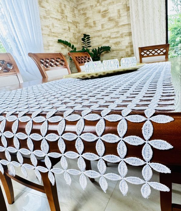 Biały Obrus Gipiurowy Bieżnik Serwetka Na Wymiar 50/150 cm