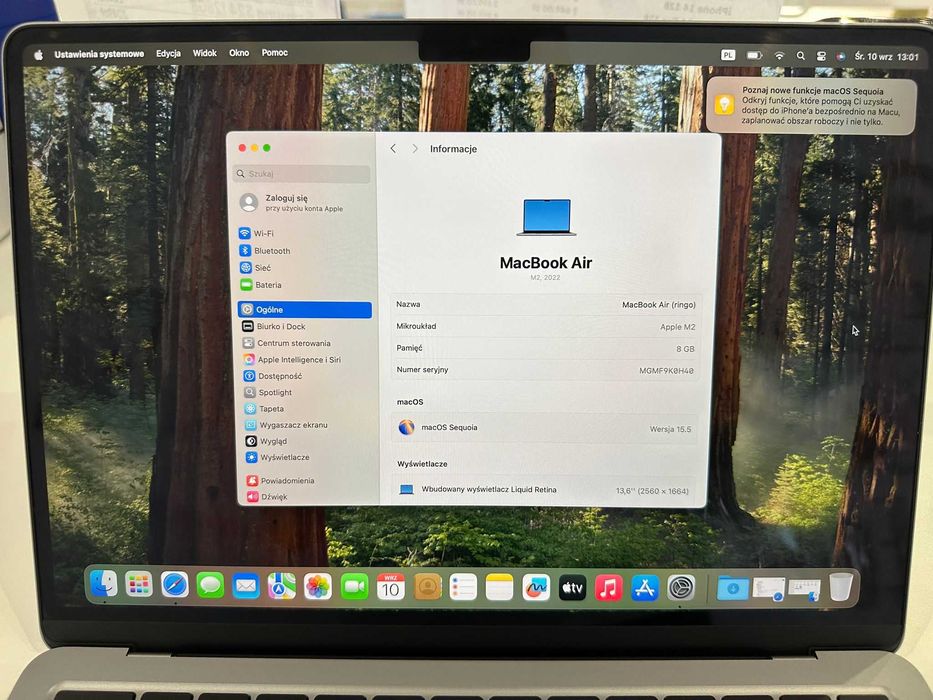 Macbook Air 13" M2 8-CPU 8-GPU 22 256GB | Gwarancja 12 miesięcy Raty0%