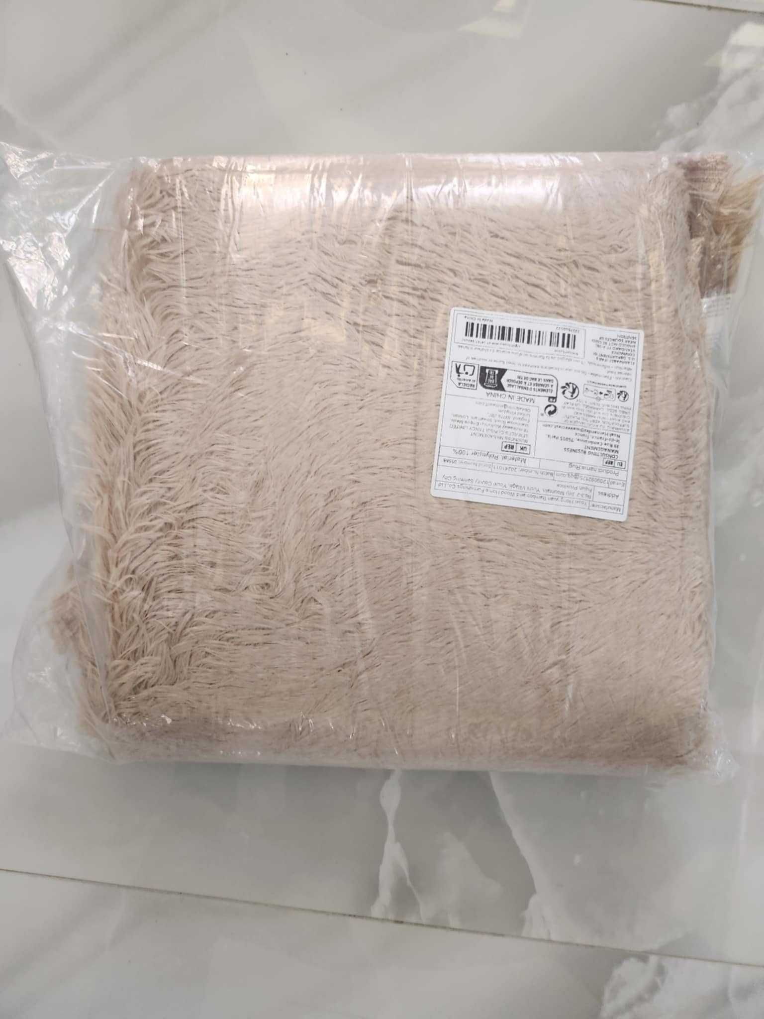 Luksusowy Puszysty Dywan Okrągły 100cm Brąz Shaggy Miękki nowy