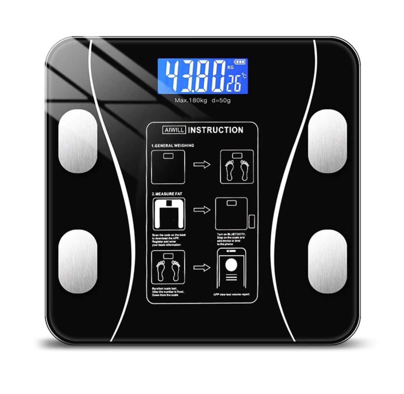 Напольные умные фитнес весы Bluetooth до 180 кг A-8003 / Смарт весы