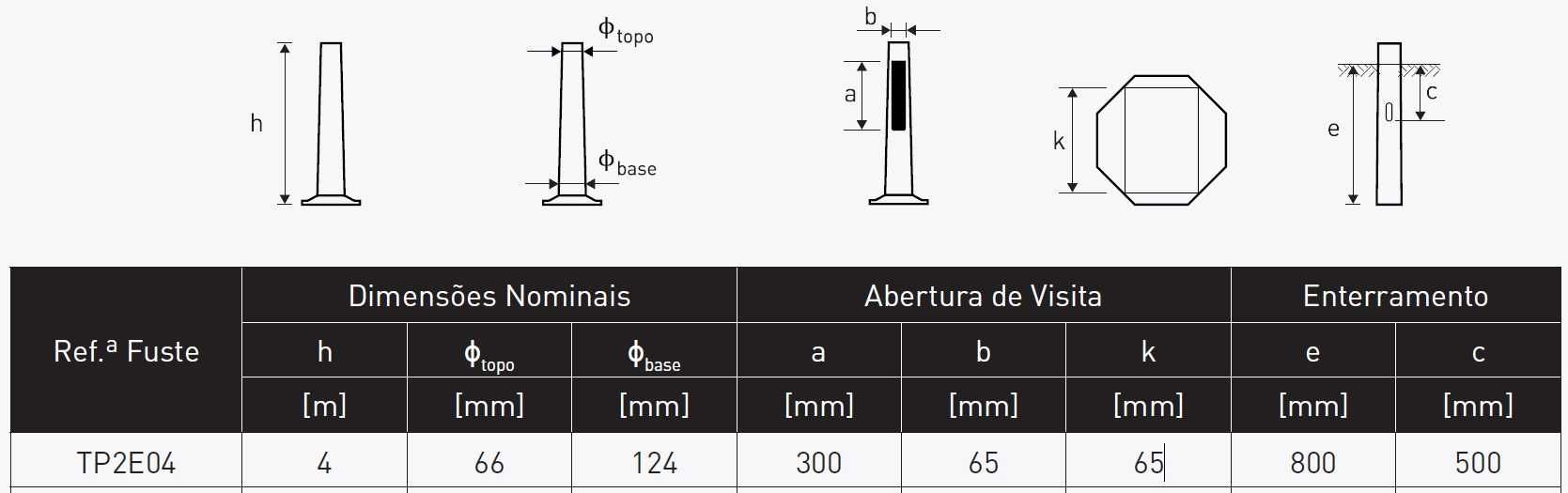 Coluna/Poste Octogonal Galvanizado com Caixa de Visita - Novo