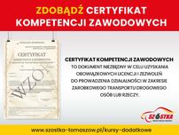 Certyfikat Kompetencji Zawodowych Licencja przewóz RZECZY/OSÓB - kursy
