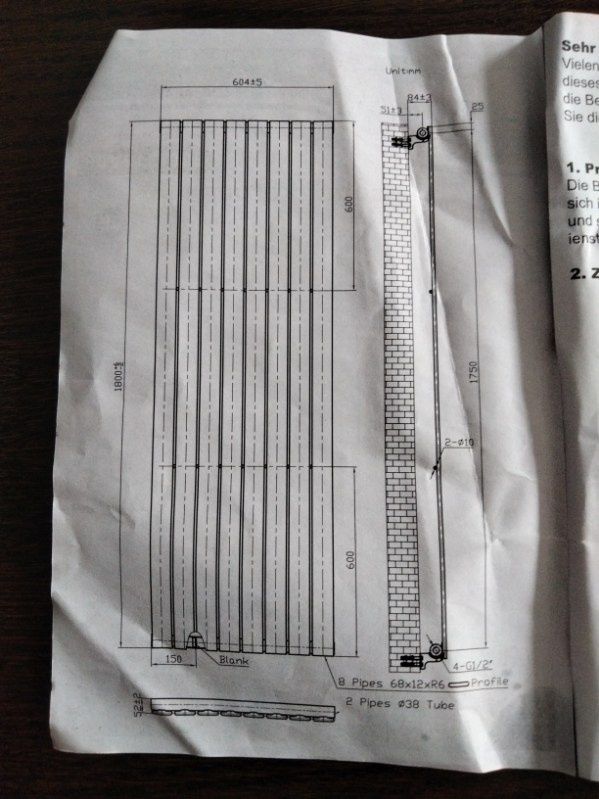 Grzejnik dekoracyjny pionowy wys.180 moc 1450 watt