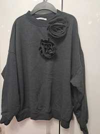 Bluza szary melanż z różami chandal rose gawroszka butik