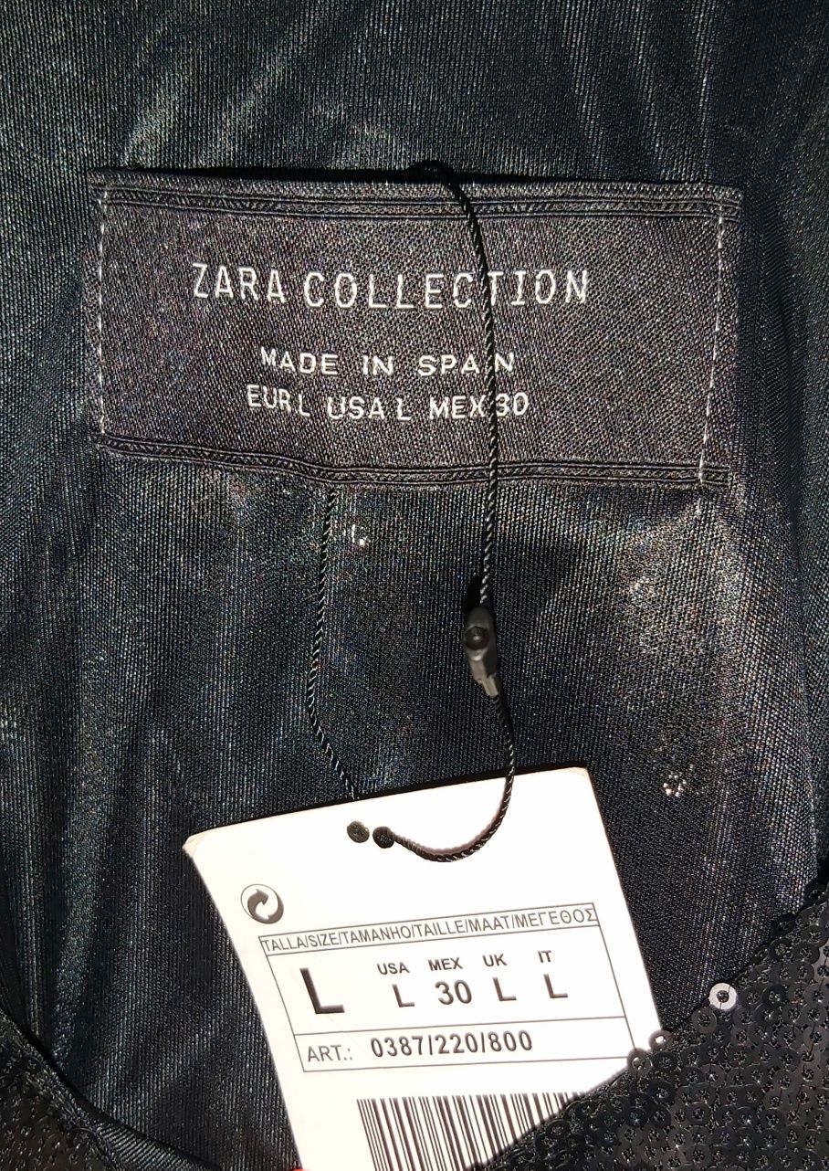 ZARA Collection Przepiękna Tunika Bluzka Sukienka cekiny czarna L