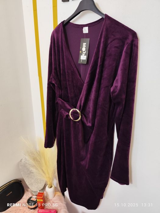 Synek ja , welur , nowa , śliwka , damska , plus size , 4xl ,