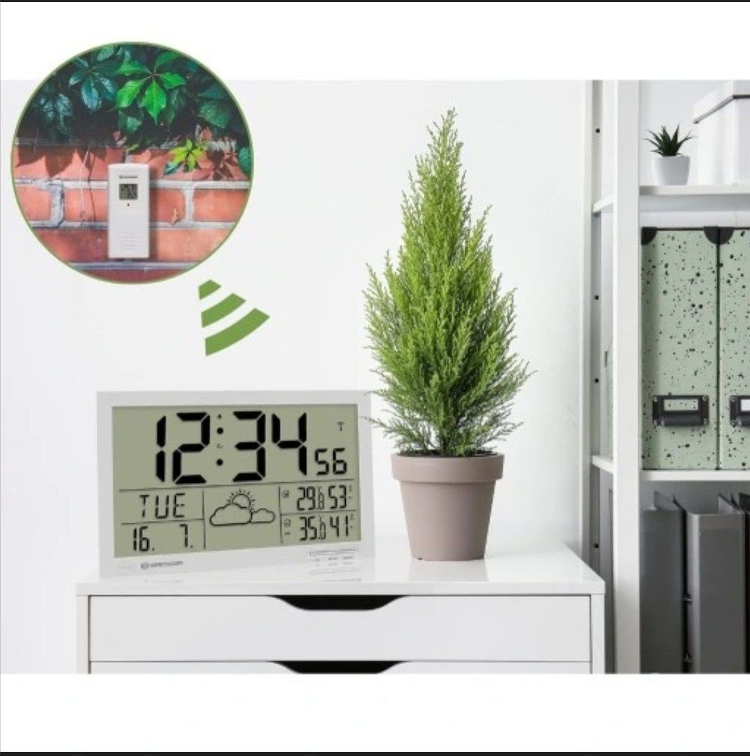 Zegar ścienny Bresser MyTime Jumbo LCD, biały