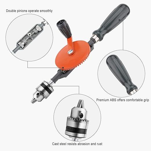 HAND DRILL  Wiertarka ręczna mocna, pojemność 1/4 cala 0,6-6 mm