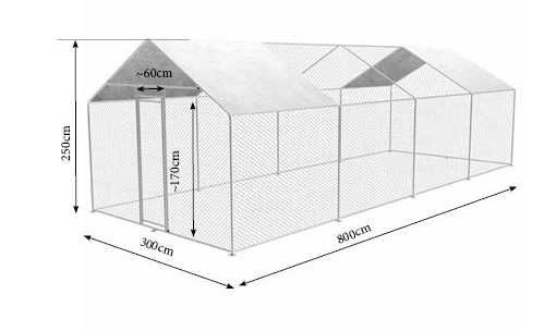 Wybieg woliera kurnik klatka kur królików 3x8x2,5m siatka drut pcv ocy