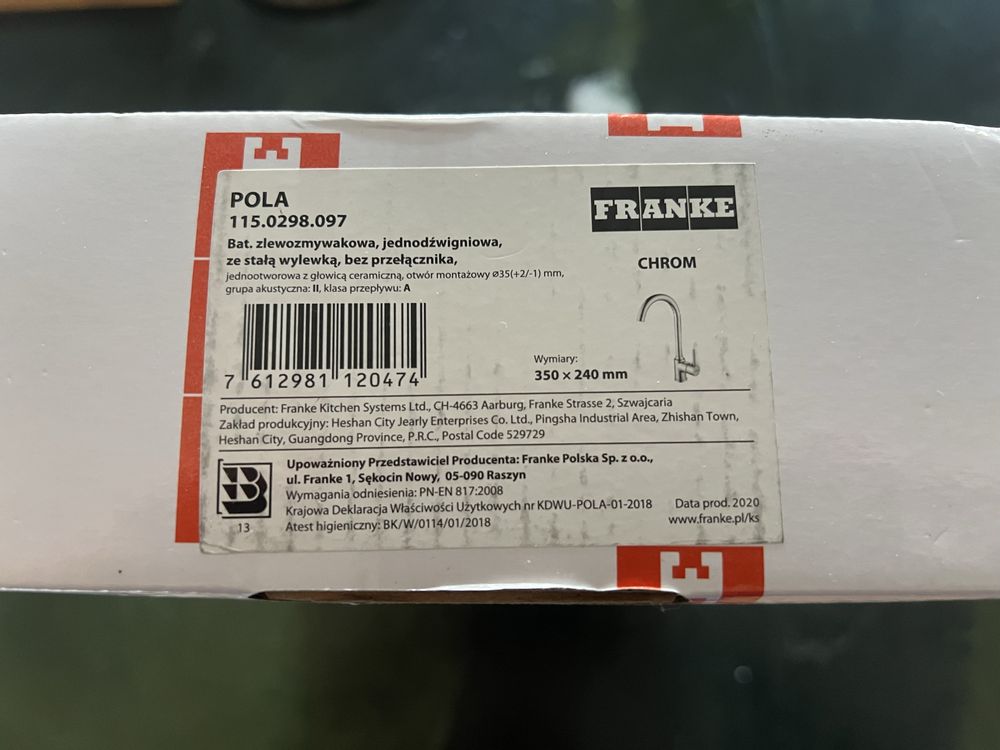 Bateria kuchenna kran FRANKE POLA Chromowany -50% NOWY!!!