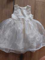 Biała kremowa elegancka sukienka z tiulem w motylki 18-24m 92 cm