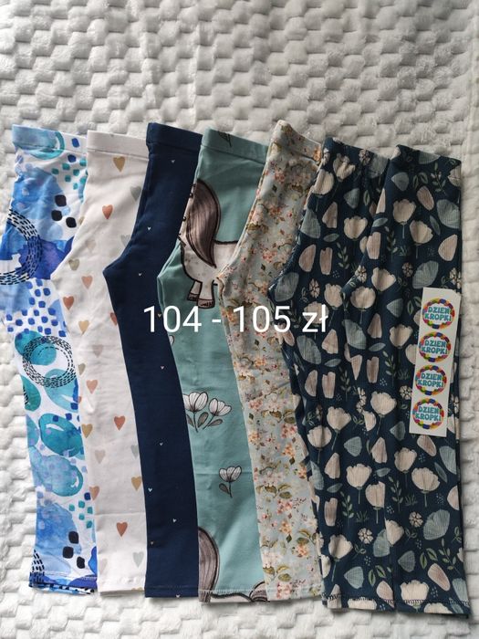 Rozmiar 104 7x no we legginsy spodnie getry dresowe prążkowane cienkie