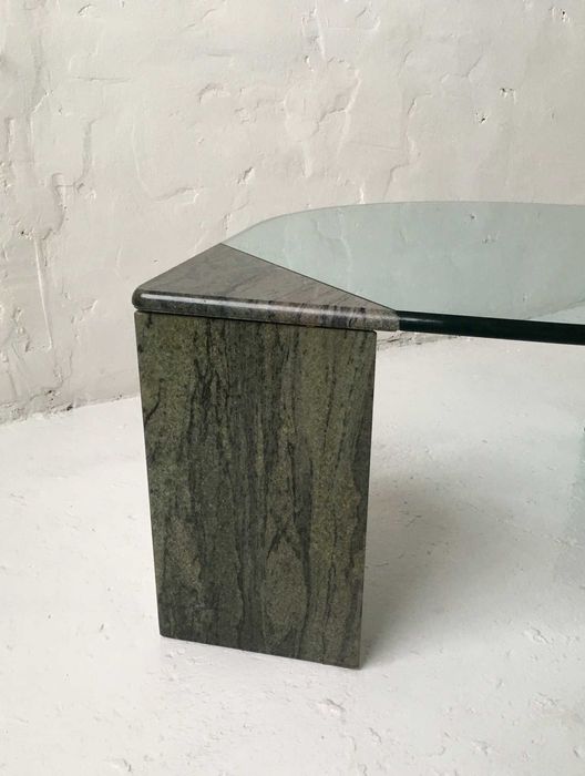 Stolik granit szkło lata 80 90 vintage design #51