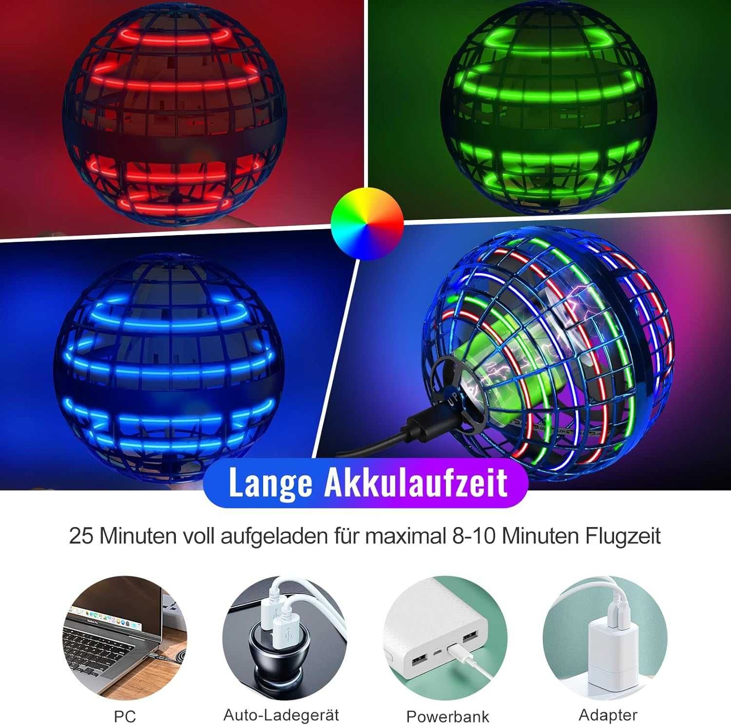 Latająca piłka, latająca kula z oświetleniem RGB,, magiczna piłka