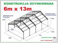 Konstrukcja  6x13m Wiata Rolna Graraż Magazyn Hala Zadaszenie Ocynk