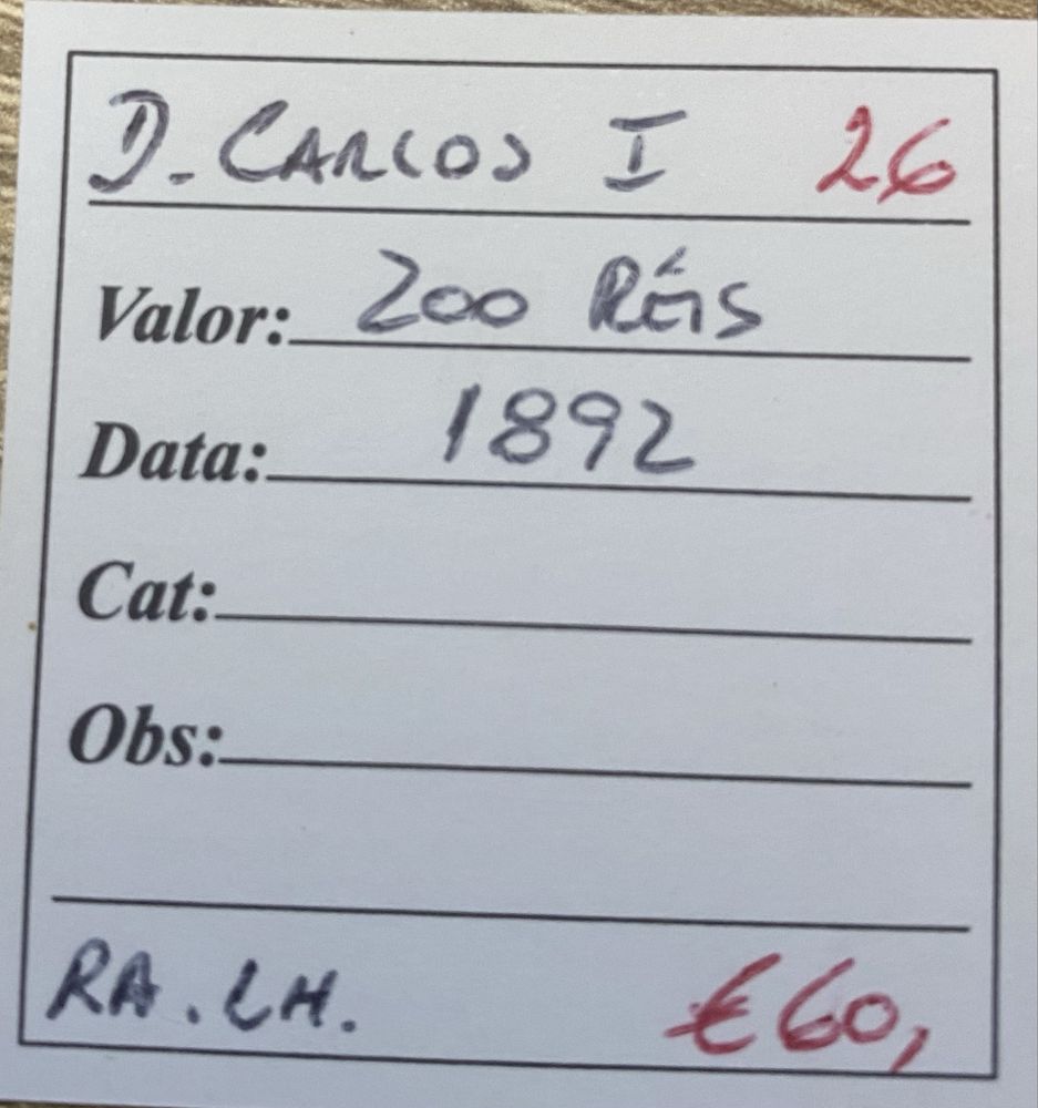 Moeda 200 Reis D CARLOS I - 1892