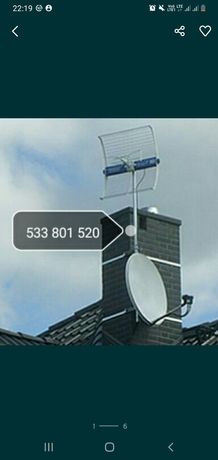 Montaż Serwis antenTV satelitarnej naziemnejDVB-T InternetLTE,zas.50km