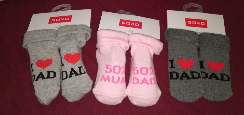 Nowe skarpetki xoxo I love mum I love dad.