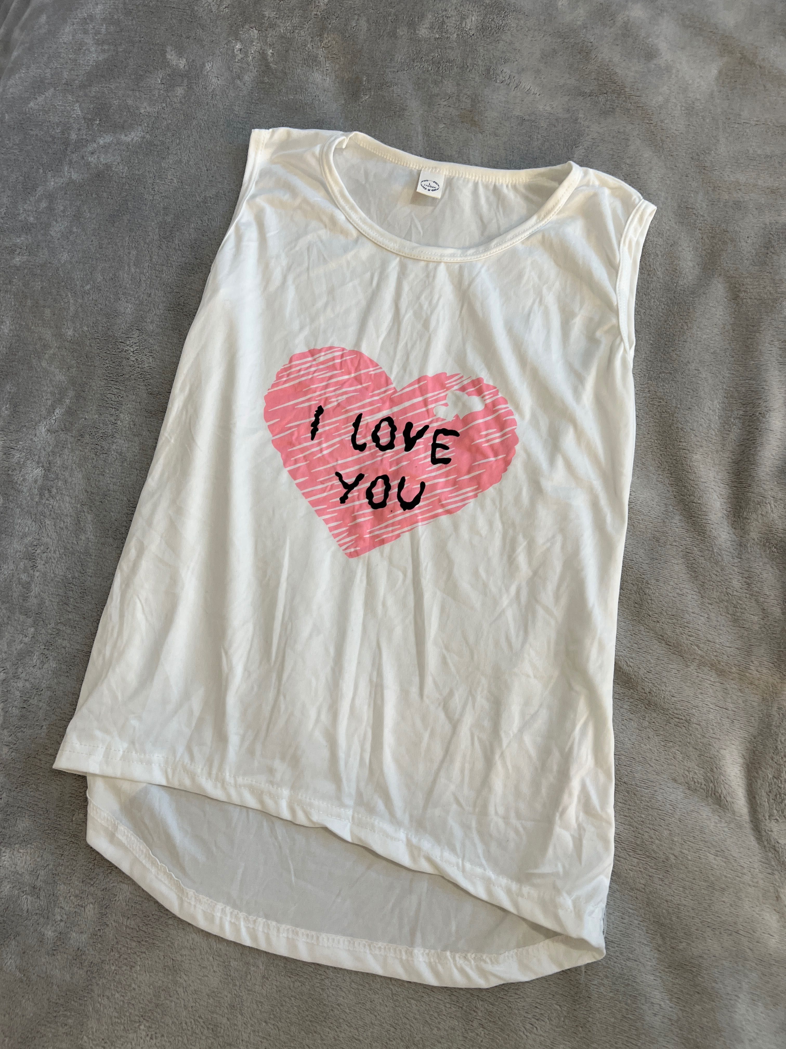 Bluzka / koszulka bez rękawów / bezrękawnik z napisem I love you