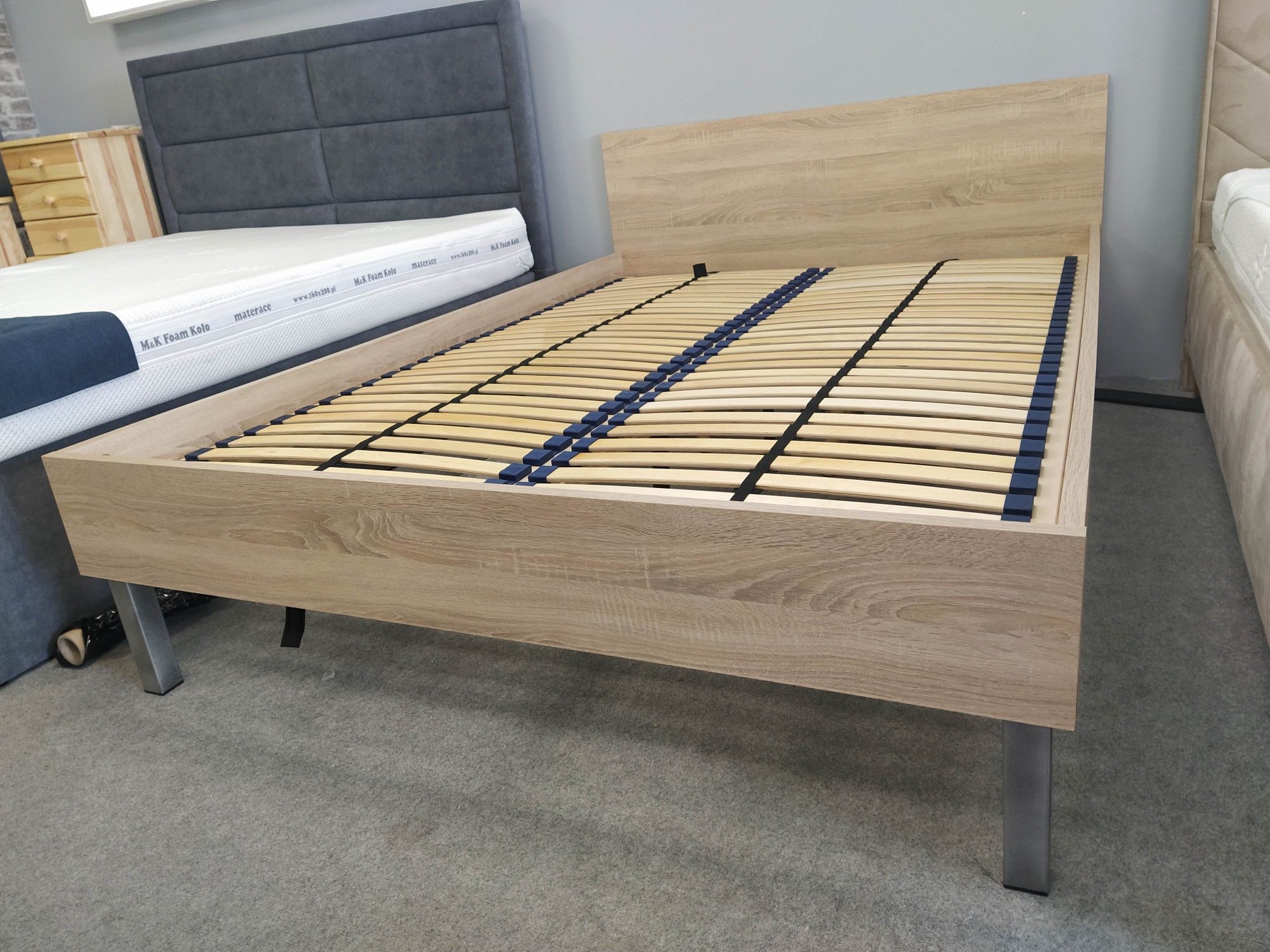 Kompletne nowe łóżko 140x200 łóżko stelaż materac  dąb sonoma