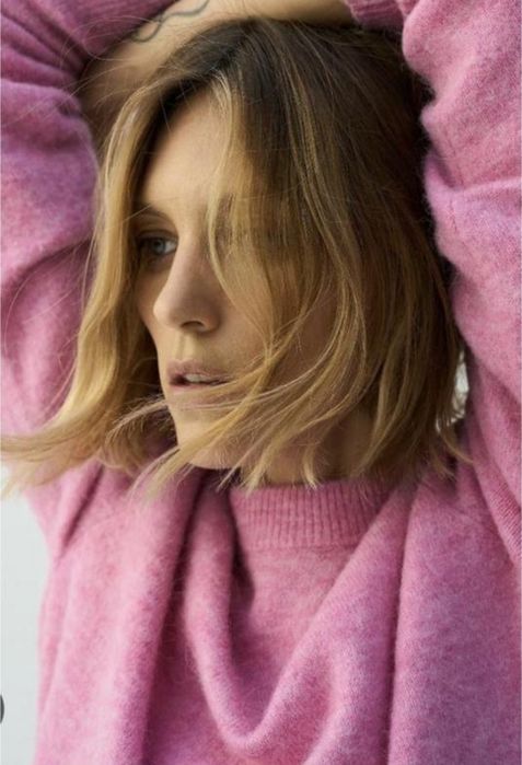 Жіночий теплий светр Zara з альпаки та вовни рожевий L