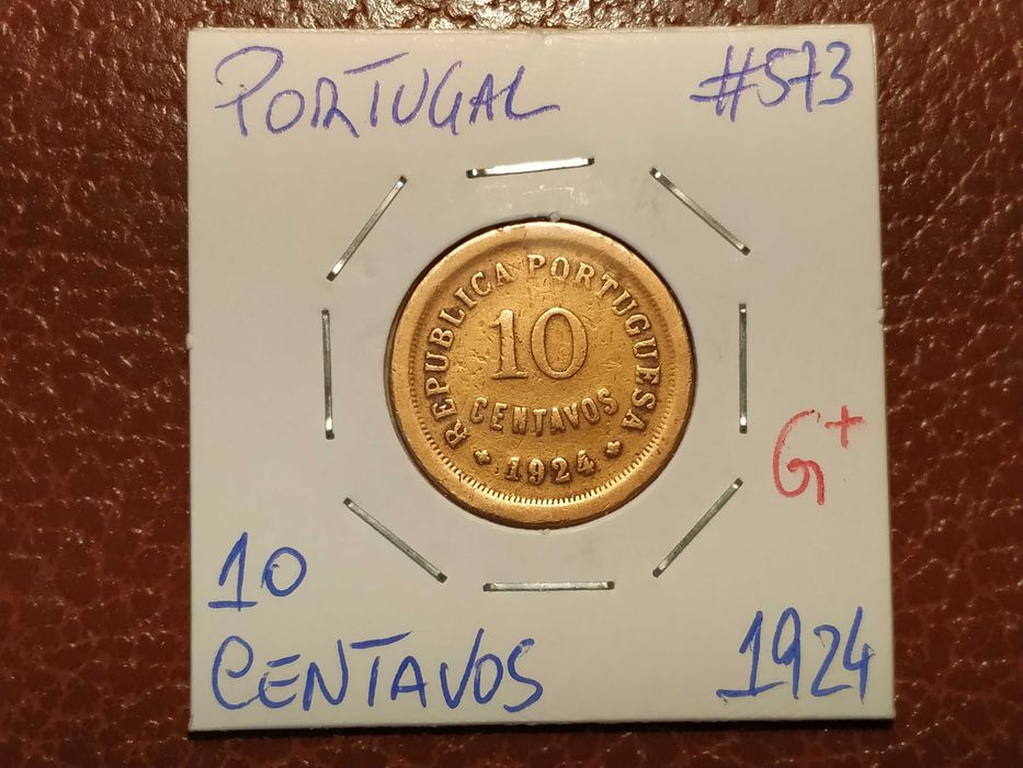 A19 Moeda de 10 centavos de 1924 (G+) - Portugal
