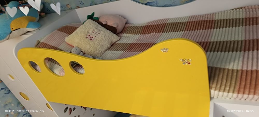 Другий ярус, сходи-шухляди і ліжко з матрасом 90х190, ортопедичним